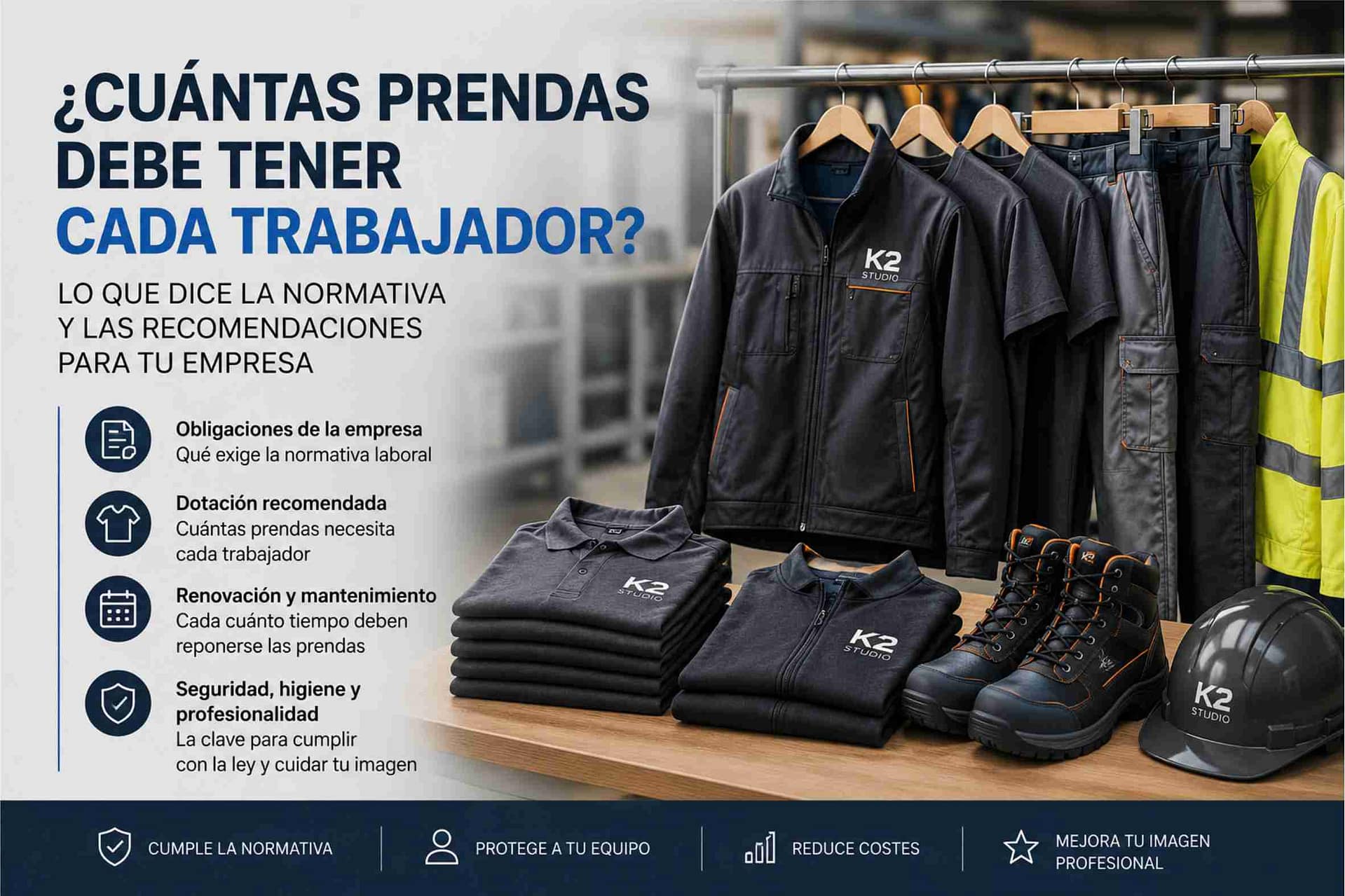 ¿Cuántas prendas de ropa laboral debe tener un trabajador según la normativa española?