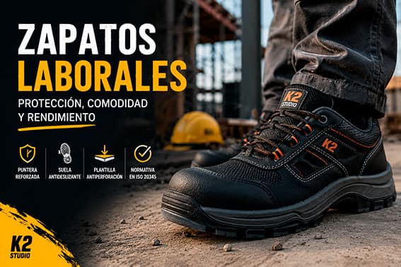 Bota de protección laboral S3 con puntera reforzada y suela antideslizante según normativa EN ISO 20345
